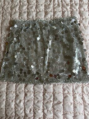 Silver Sequin Mini Skirt - Women's Party Skirt